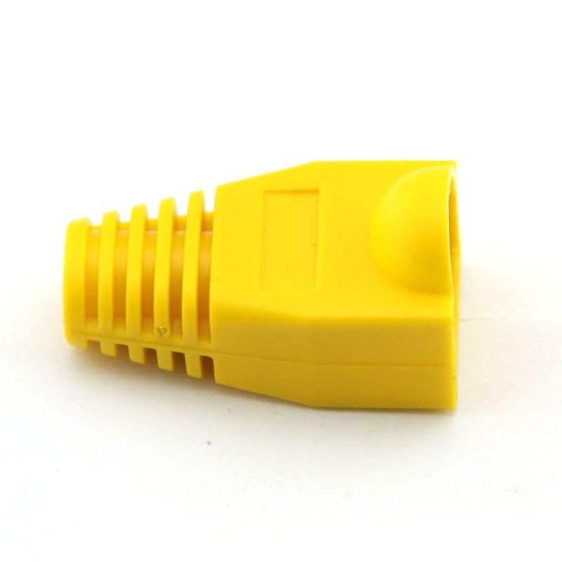 Maxmoral ماكس مورال 100 حزمة كابل شبكة إيثرنت CAT5E CAT6 RJ45 مع أحذية تخفيف الضغط - أصفر - Image 4